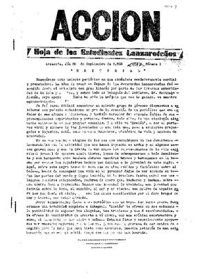 Accion : hoja de los estudiantes lanzarote&ntilde;os