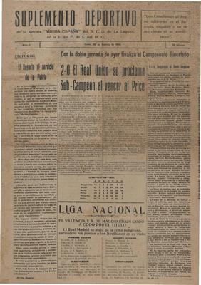 Suplemento deportivo de la revista Arriba Espa&ntilde;a del S.E.U. de La Laguna, de la J. del F. de J. del D.U.