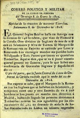 Correo pol&iacute;tico y militar de la ciudad de C&oacute;rdoba