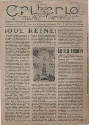 Criterio : &oacute;rgano de la juventud masculina de Acci&oacute;n Cat&oacute;lica