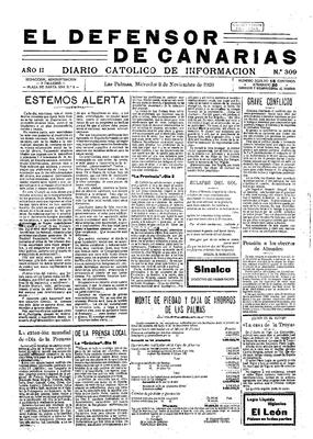El Defensor de Canarias : diario cat&oacute;lico de informaci&oacute;n