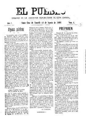 El Pueblo : &oacute;rgano de la juventud republicana de esta capital