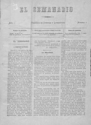 El Semanario : peri&oacute;dico de ciencias y literatura