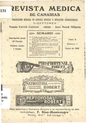 Revista m&eacute;dica de Canarias : publicaci&oacute;n mensual en ciencias m&eacute;dicas e intereses profesionales