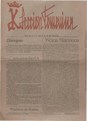 Secci&oacute;n femenina : hoja de la S.F. del S.E.U. de Canarias