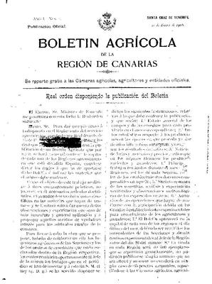 Bolet&iacute;n agr&iacute;cola de la regi&oacute;n agron&oacute;mica de Canarias
