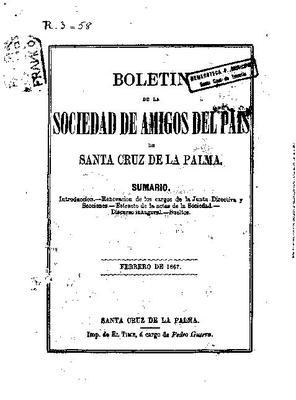 Bolet&iacute;n de la Sociedad de Amigos del Pa&iacute;s de Santa Cruz de La Palma
