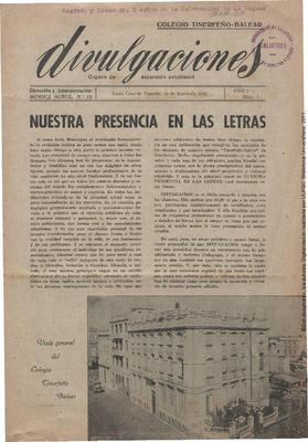 Divulgaciones : &oacute;rgano de expansi&oacute;n estudiantil