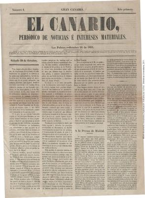 El Canario : peri&oacute;dico de literatura, comercio, industria, noticias e intereses materiales