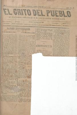 El Grito del pueblo : semanario pol&iacute;tico y de intereses generales