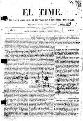 El Time : peri&oacute;dico literario, de instrucciones e intereses materiales
