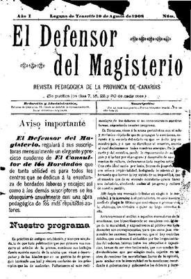 El Defensor del Magisterio : revista pedag&oacute;gica de la provincia de Canarias