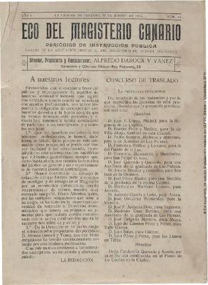 Eco del magisterio canario : peri&oacute;dico de instrucci&oacute;n p&uacute;blica