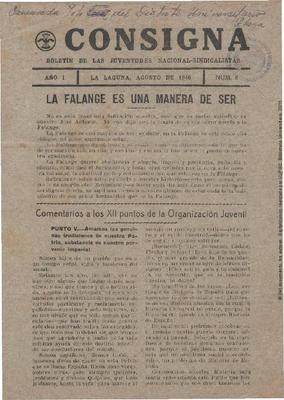 Consigna : bolet&iacute;n de las juventudes nacional-sindicalistas